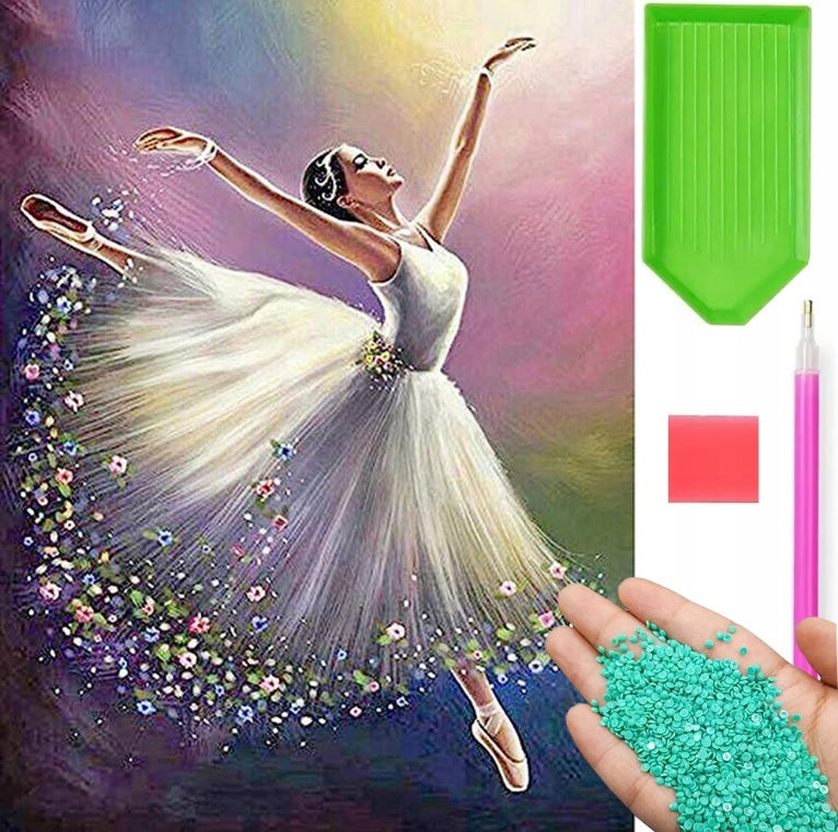 Goblen mozaic cu diamante, Zola®, 5D, model balerina, 30x40 cm Goblen mozaic cu diamante, Zola®, 5D, model balerina, 30x40 cm